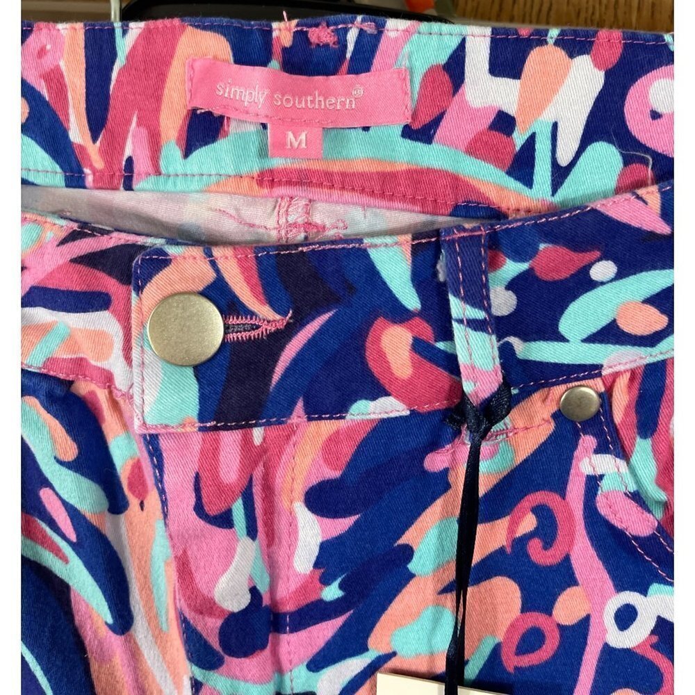 SIMPLY SOUTHERN‎ Flashy Hi-Rise Cropped Pants Medium "Rainforest" Multicolor NWT - Picture 3 of 16